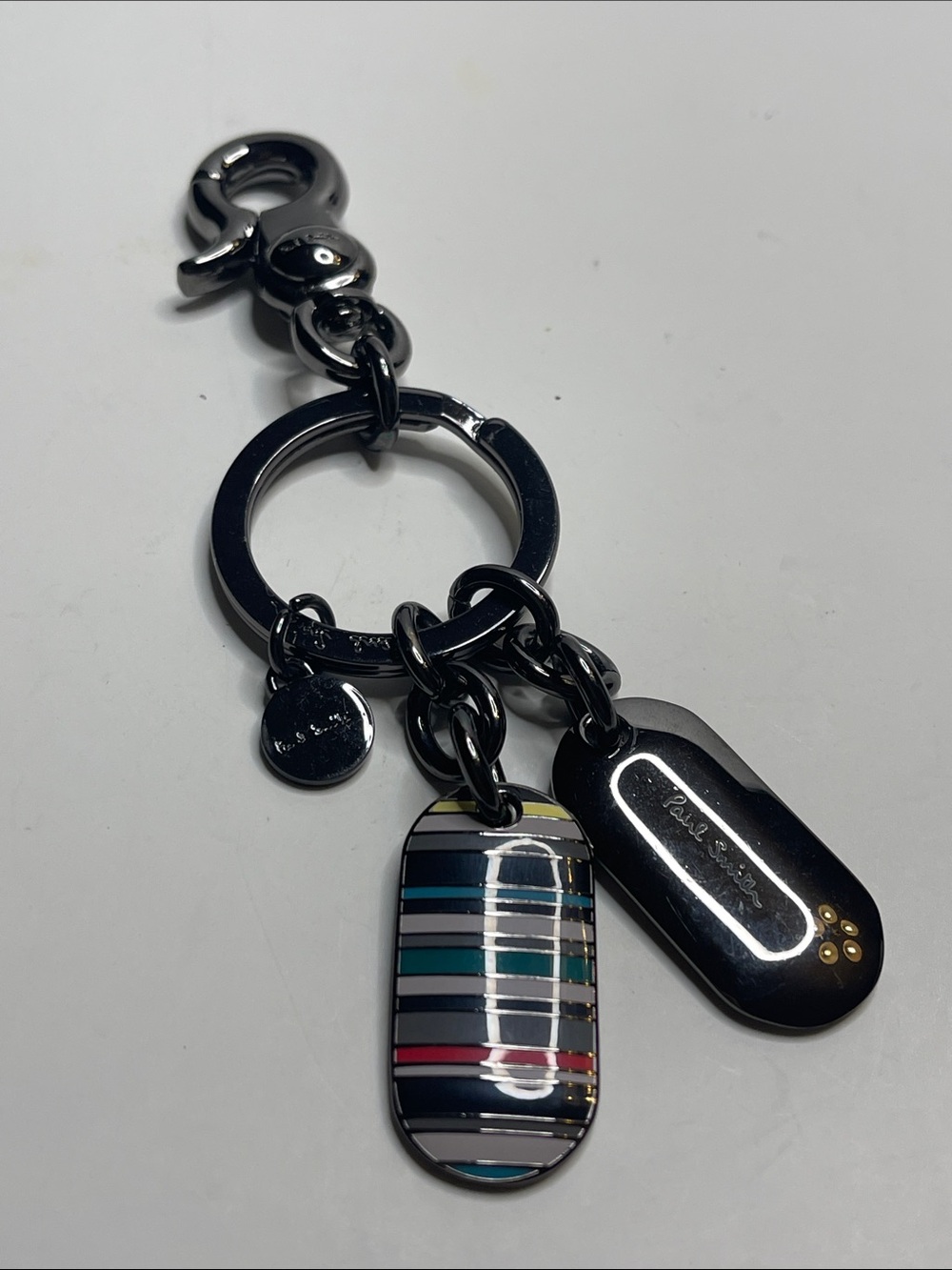 Paul Smith Gunmetal Striped Keychain/Clip Charm
